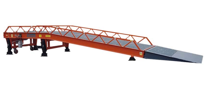 Saurus mobiele laadbrug voor vrachtwagenladen, machinevervoer en professionele logistieke werkzaamheden